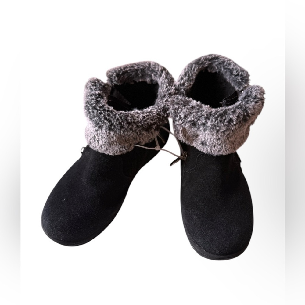 Khombu  winter boots Khombu  snow  Womens 7M Lisa Black Leather Faux Fur Zip